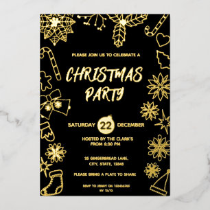 Modern Simple Black and Gold Elegant Xmas Party