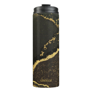 Modern Simple Black and Gold Thermal Tumbler
