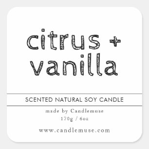 Modern simple black and white candle product label