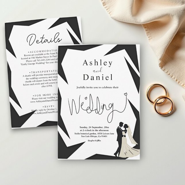 Modern Simple Black And White Couple Chic Wedding Invitation (Creator Uploaded)
