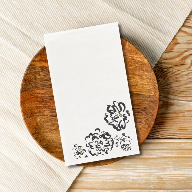 Modern Simple Black and White Flower Paper Napkin (Creator Uploaded)