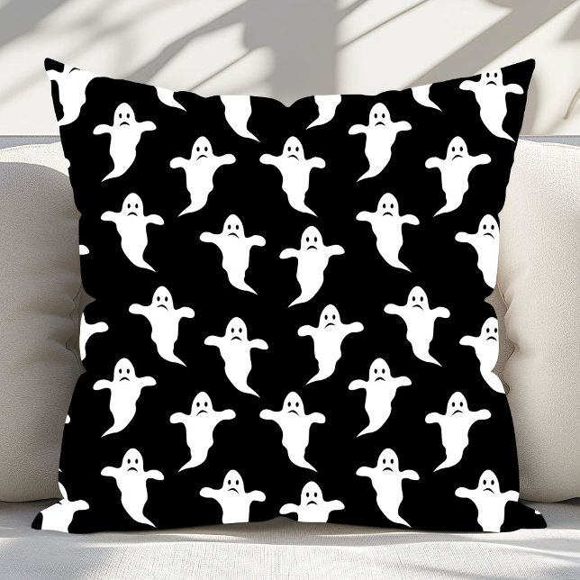 Modern Simple Black and White Ghosts Halloween Cushion (Creator Uploaded)