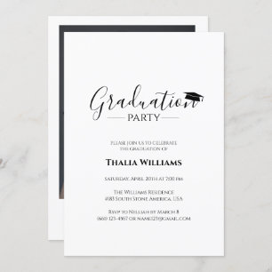 Modern Simple Black and White Graduation Party Invitation