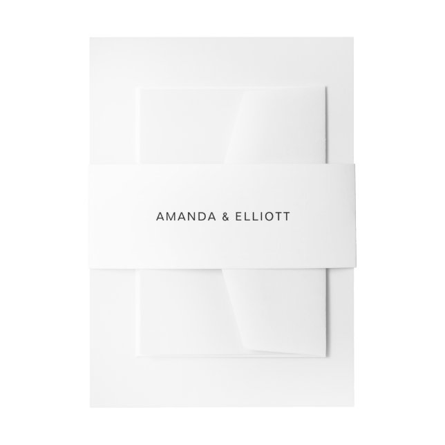 Modern Simple Black and White Minimalist Wedding Invitation Belly Band (Front Example)