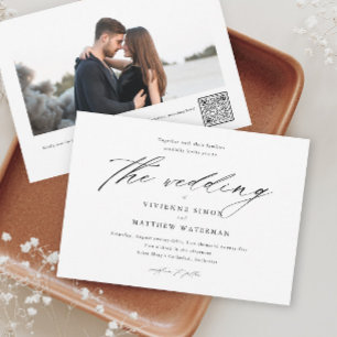 Modern Simple Black and White Photo Wedding Invitation