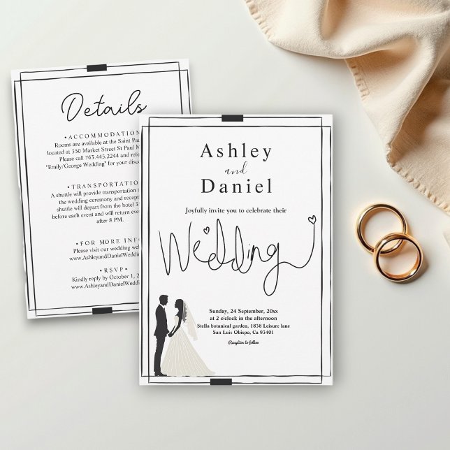 Modern Simple Black And White Romantic Wedding Invitation (Creator Uploaded)
