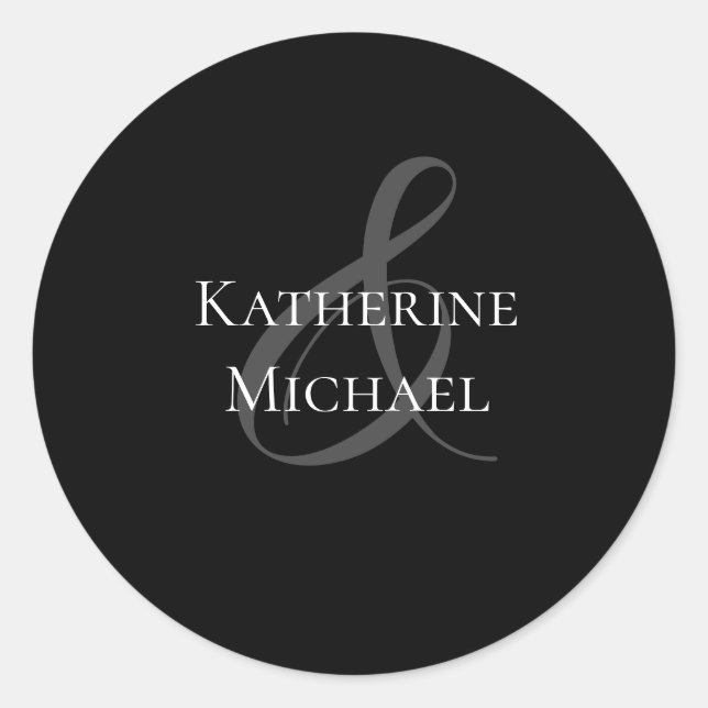 Modern Simple Black and White-Wedding- Classic Round Sticker (Front)