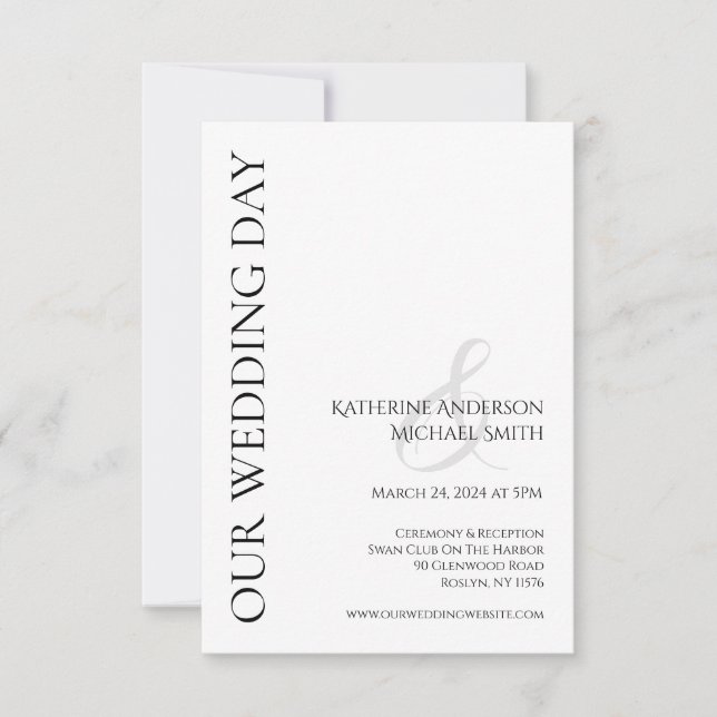 Modern Simple Black and White Wedding- Invitation (Front)