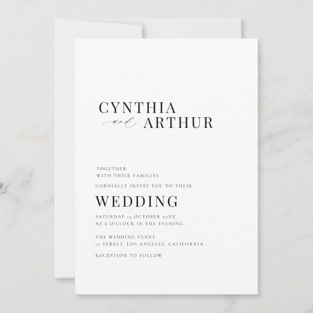 modern simple black and white wedding invitation (Front)