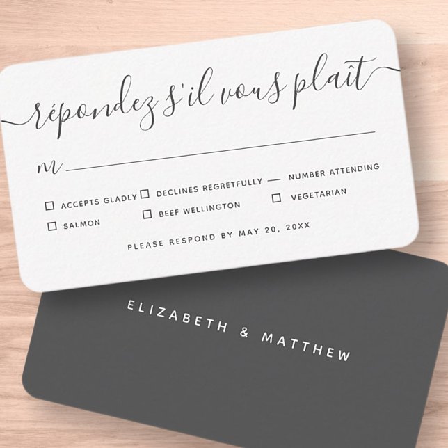 Modern Simple Black And White Wedding Meal Option Card (Creator Uploaded)
