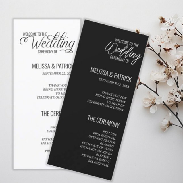 Modern Simple Black and White  Wedding Programs (Creator Uploaded)