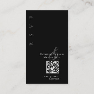 Modern Simple Black and White--Wedding RSVP Business Card