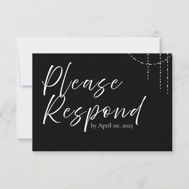 Modern Simple Black and White Wedding RSVP Card  (Front)