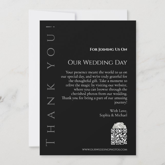 Modern Simple Black and White-Wedding Thank You- Invitation (Front)