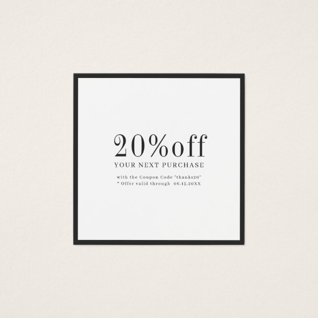Modern simple black border business discount card (Front)