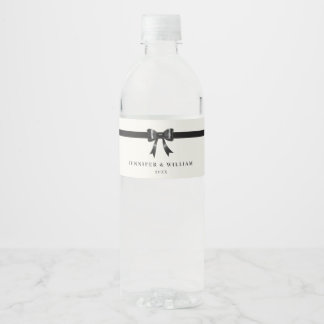 Modern Simple Black Bow Personalized water bottle  Water Bottle Label