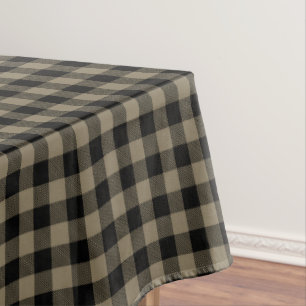 Modern Simple Black Brown Buffalo Plaid Tablecloth