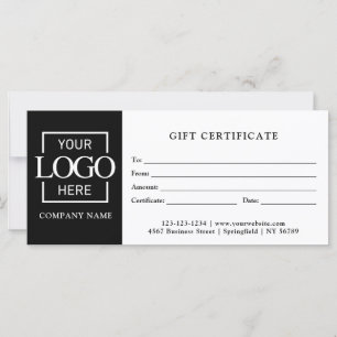 Modern Simple Black Business Logo Gift Certificate