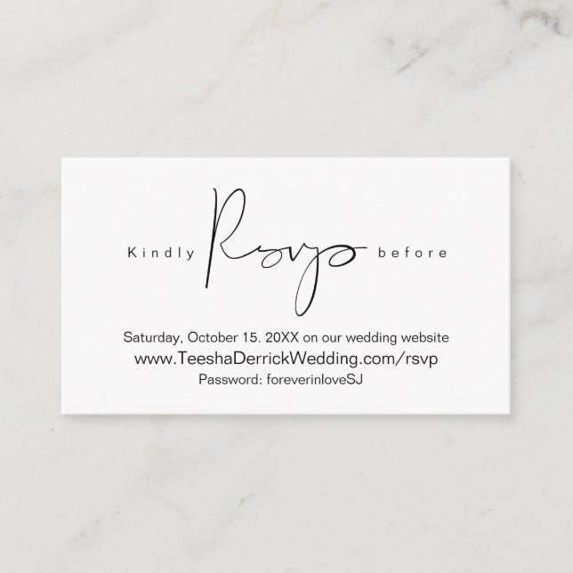 Modern Simple Black Calligraphy, Online RSVP Enclosure Card (Front)