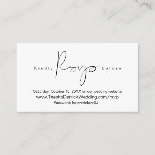 Modern Simple Black Calligraphy, Online RSVP Enclosure Card