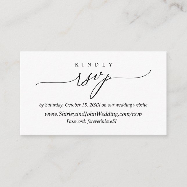 Modern Simple Black Calligraphy, Online RSVP Enclosure Card (Front)