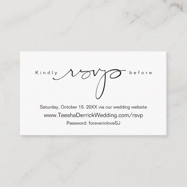 Modern Simple Black Calligraphy, Online RSVP Enclosure Card (Front)