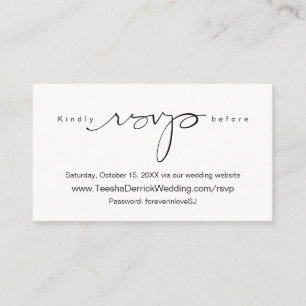 Modern Simple Black Calligraphy, Online RSVP Enclosure Card