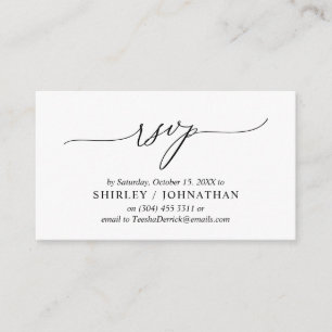 Modern Simple Black Calligraphy, Wedding RSVP Enclosure Card