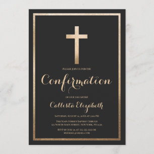 Modern Simple Black Gold Cross Border Confirmation Invitation