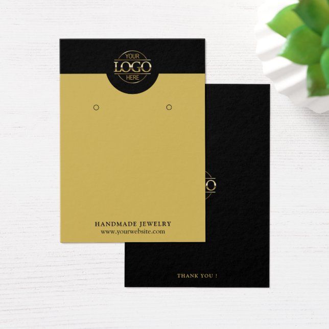 Modern Simple Black & Gold Jewellery Display Card (Desk)