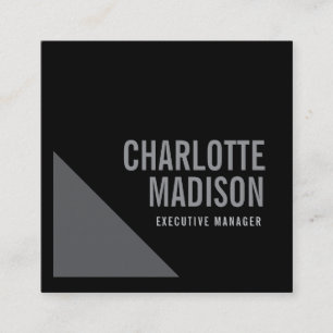 Modern Simple Black Grey Trendy Minimalist Plain Square Business Card
