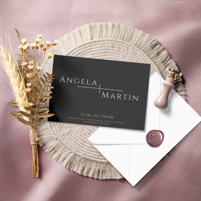 Modern Simple Black Ivory Wedding Invitation (Creator Uploaded)