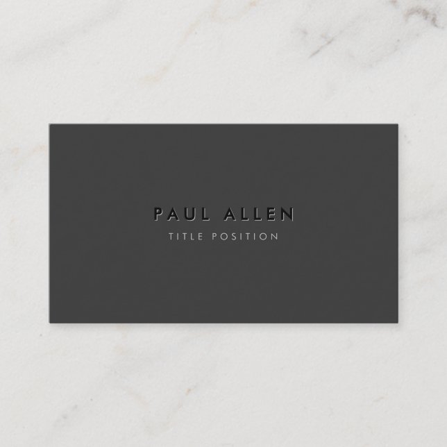 Modern Simple Black Minimalist Business Card (Front)