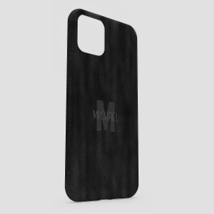 Modern Simple Black Minimalist Textured Monogramed Case-Mate iPhone 14 Case
