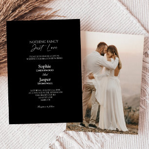 Modern Simple Black Nothing Fancy Photo Wedding Invitation