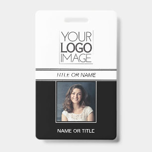 Modern Simple Black Photo Professional Name Tag ID Badge