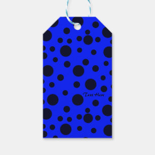 Modern Simple Black polka dot on Blue pattern Gift Tags