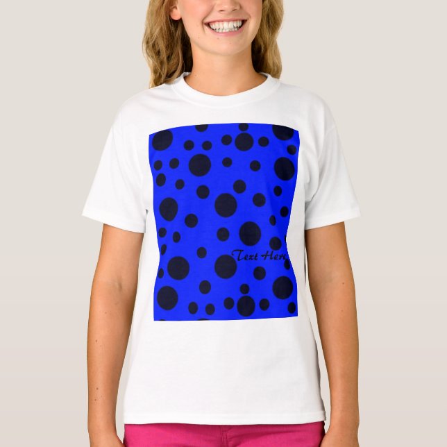 Modern Simple Black polka dot on Blue pattern T-Shirt (Front)