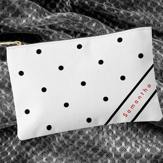 Modern Simple Black Polka Dot Pattern Accessory Pouch (Creator Uploaded)
