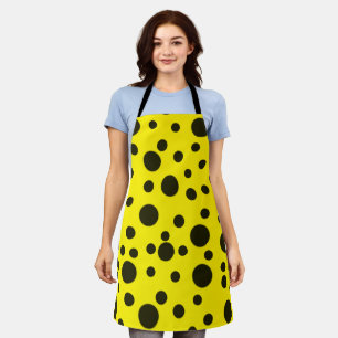 Modern Simple Black polka dot yellow pattern Apron