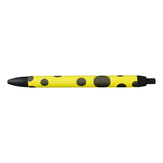 Modern Simple Black polka dot yellow pattern Black Ink Pen (Front)