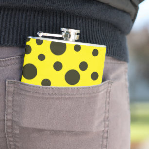 Modern Simple Black polka dot yellow pattern Hip Flask
