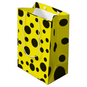 Modern Simple Black polka dot yellow pattern Medium Gift Bag