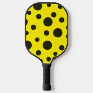 Modern Simple Black polka dot yellow pattern Pickleball Paddle