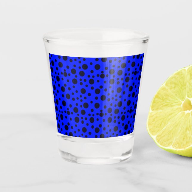 Modern Simple Black polka dot yellow pattern Shot Glass (Front)