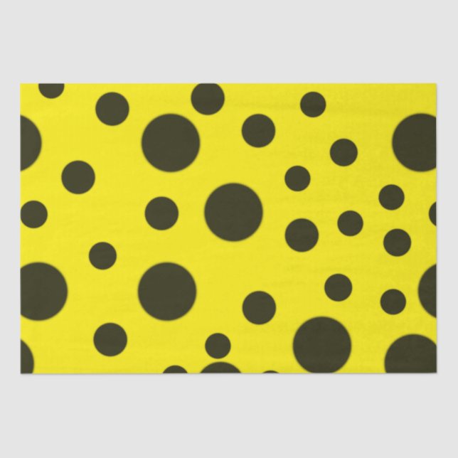 Modern Simple Black polka dot yellow pattern Tissue Paper (Front)