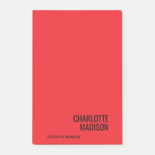 Modern Simple Black Red Minimalist Bold Text Name Post-it Notes