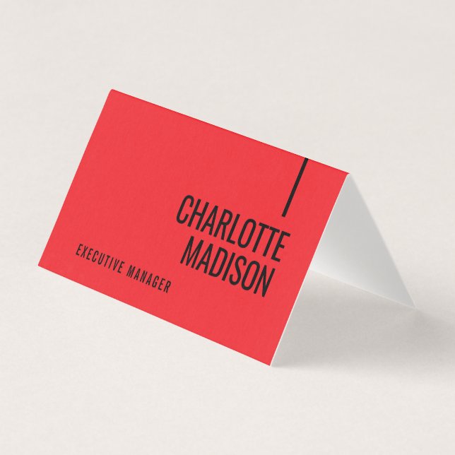 Modern Simple Black Red Minimalist Two Sided Business Card (Front)