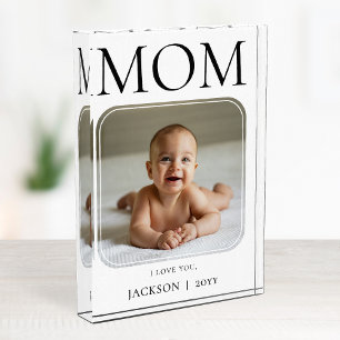 Modern Simple Black Typography I Love You Mum Photo Block