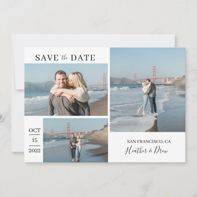 Modern Simple Black Wedding Elegant Save The Date (Front)